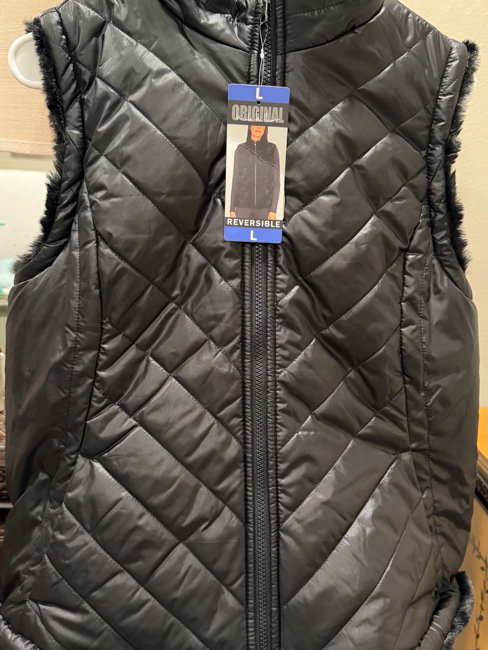 Reversible Quilted Black Women's Vest -
